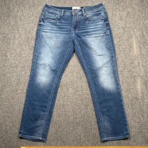 DEPARTWEST Mens 34S Seeker Taper Jeans Medium Wash Distressed Comfort Stretch